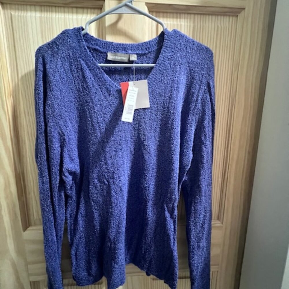 Croft & Barrow Sweater Women L Large Purple Boucle V-Neck Long Sleeve NWT